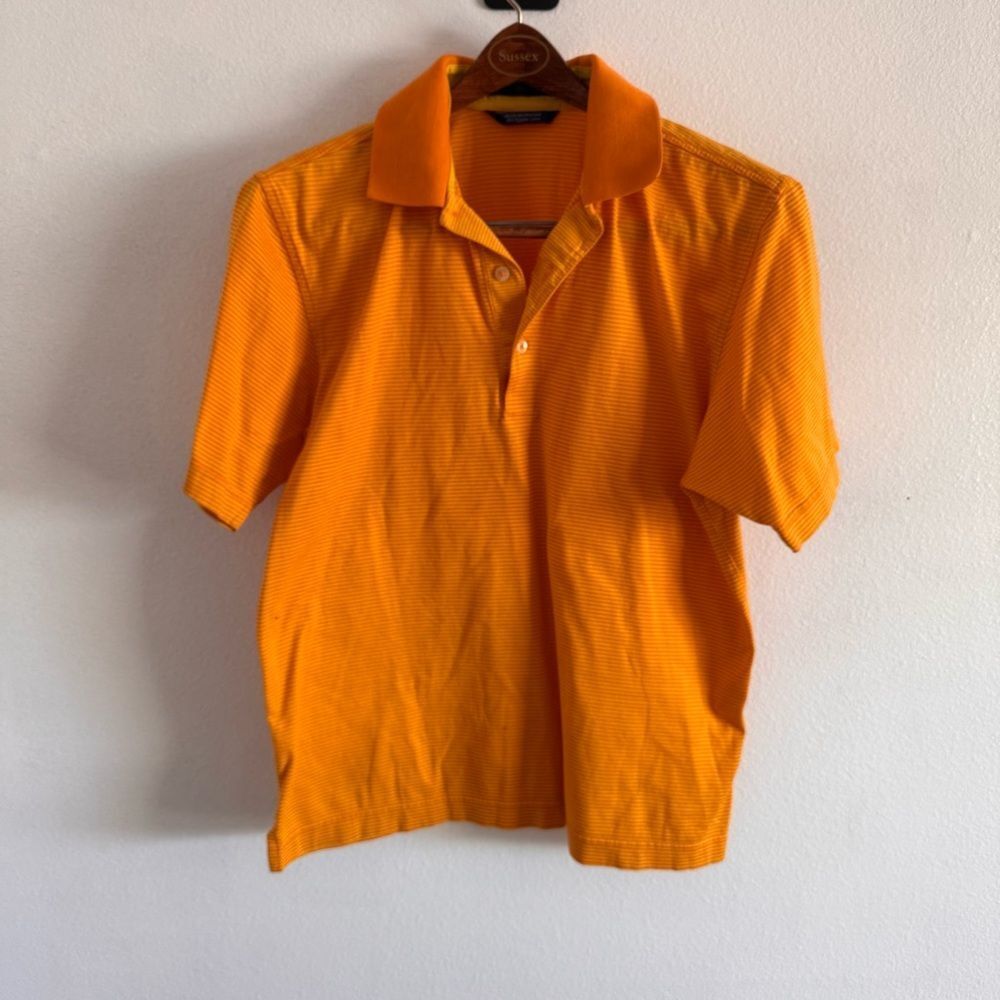 Callaway Collection 100% Egyptian Cotton Polo Shirt Orange Stripes Golf Size Sm